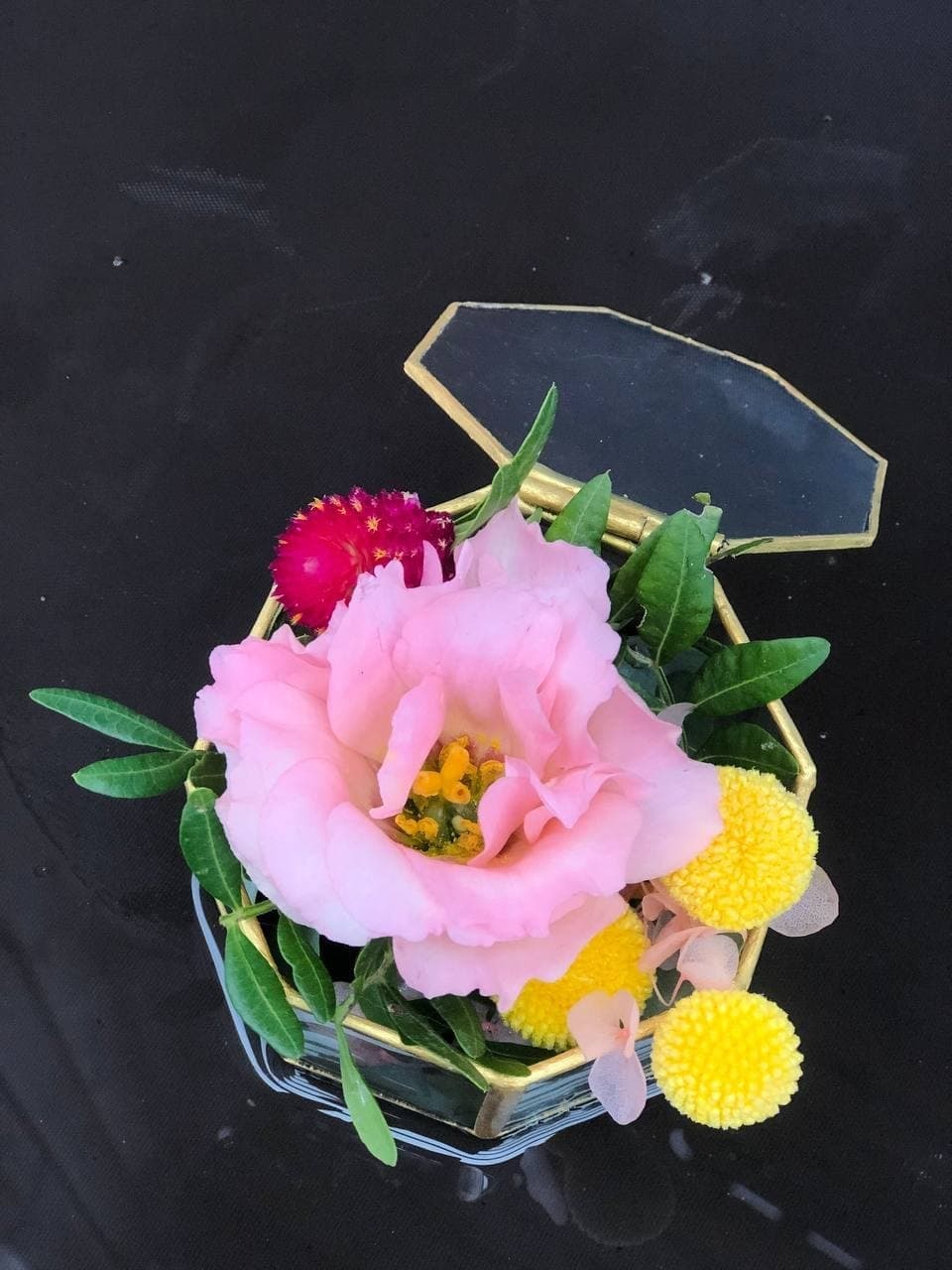 Коробочка для кілець - флораріум з живими квітами